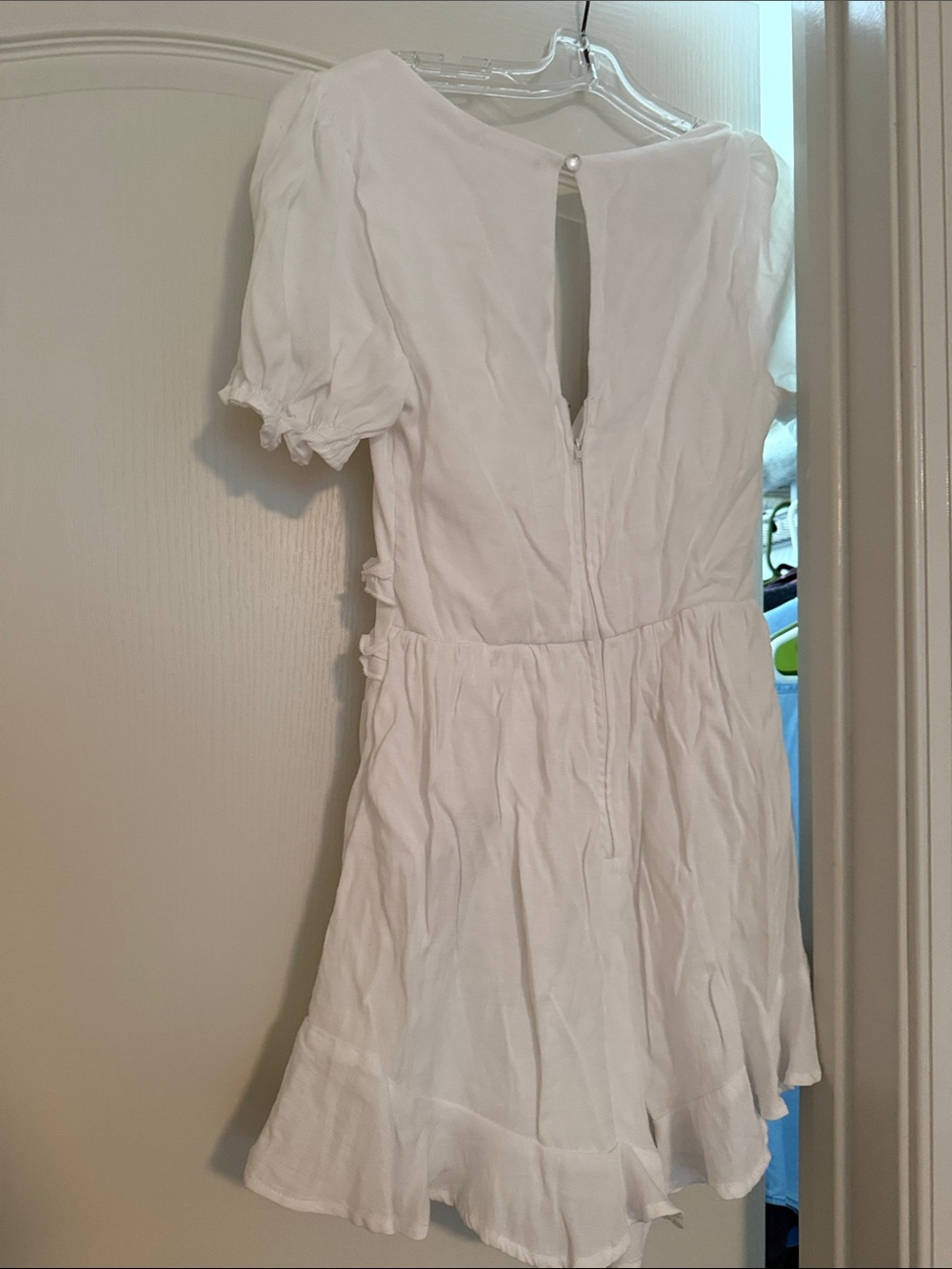 White Ruffle V-Neck Dress - Picture 2 of 3